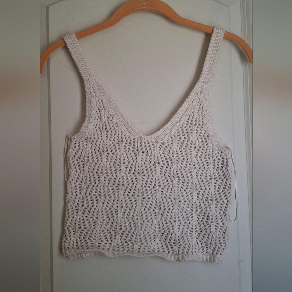 Freshman 1996 Cream Crop Top Embroidered Women's Top Sz SMALL bohem Bell Beachy